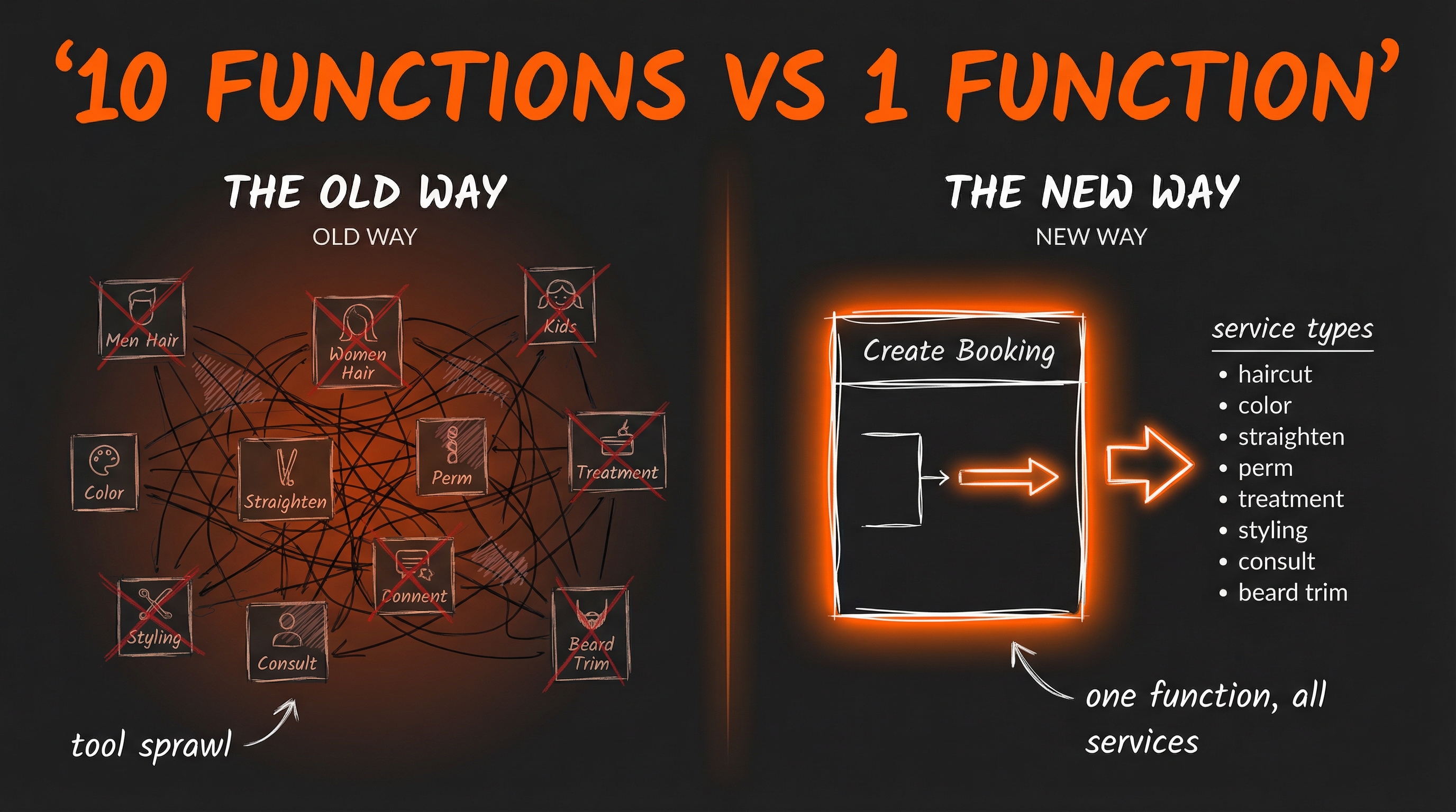 10 functions vs 1 function comparison