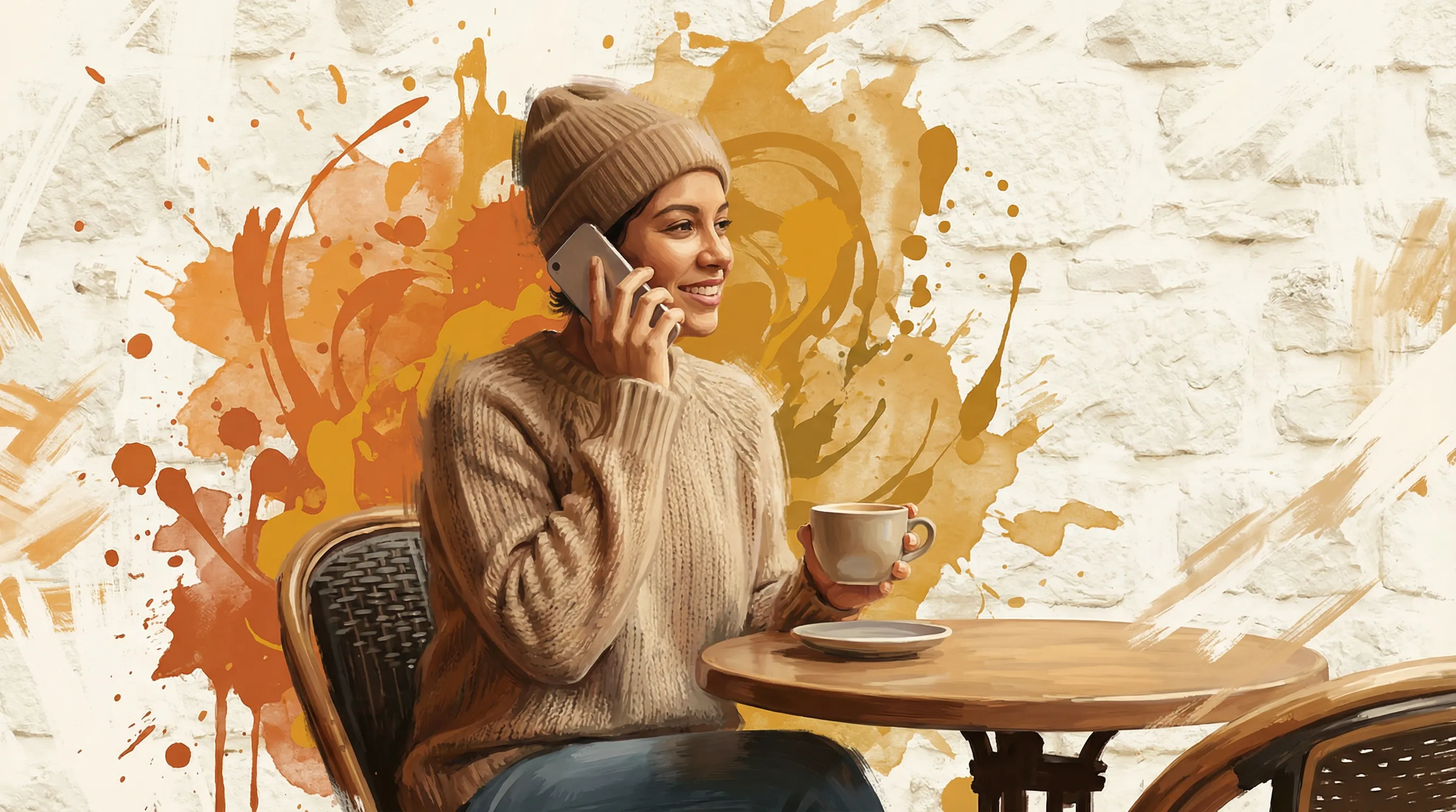 Woman having an effortless phone conversation